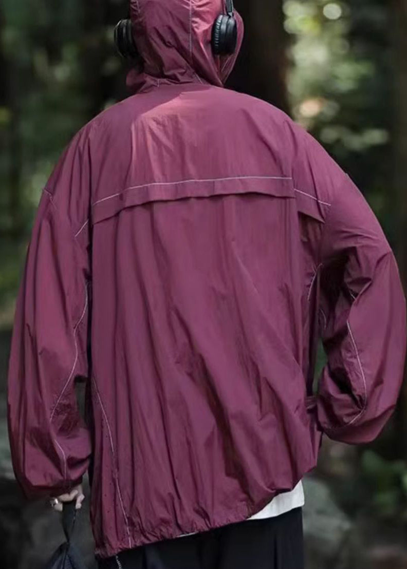 UPF 50+ Simple Coat Grau Kapuzentaschen Sommer Kordelzug Herren