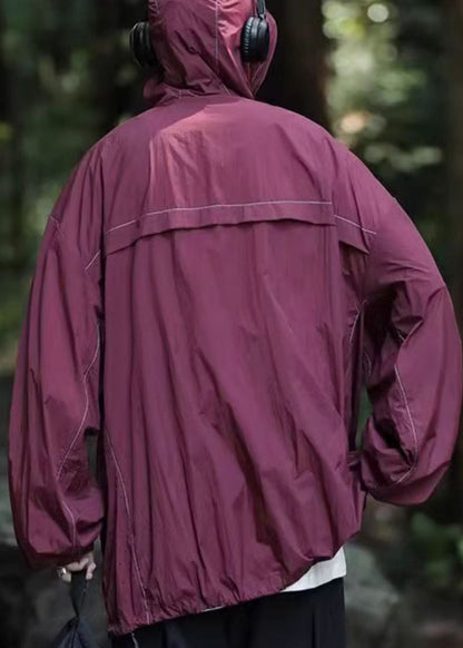 UPF 50+ Simple Coat Grau Kapuzentaschen Sommer Kordelzug Herren