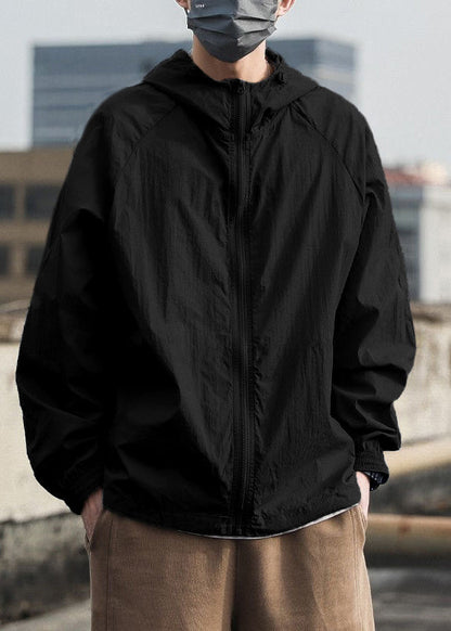 Sommermantel mit Kapuze Ice 50+ Simple Grey UPF Silk Solid Herren