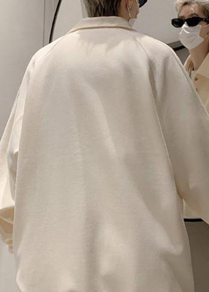 Baumwoll-Sweatshirt mit Knopfleiste für Herren, Frühling, schlicht, Grau, TC033, Pan Peter Collar