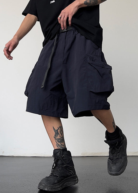 Männer Solide Baumwolle Taschen Grau Einfache Kordelzug Shorts Sommer