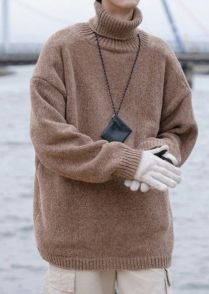 Simple Grey Rollkragenpullover Cozy Knit Herrenpullover Pullover Winter RJ040