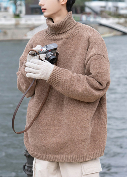 Simple Grey Rollkragenpullover Cozy Knit Herrenpullover Pullover Winter RJ040