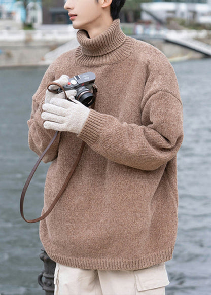 Simple Grey Rollkragenpullover Cozy Knit Herrenpullover Pullover Winter RJ040