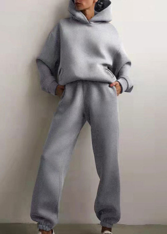 Ensemble élastique à capuche et deux tailles en coton kaki, pièce simple