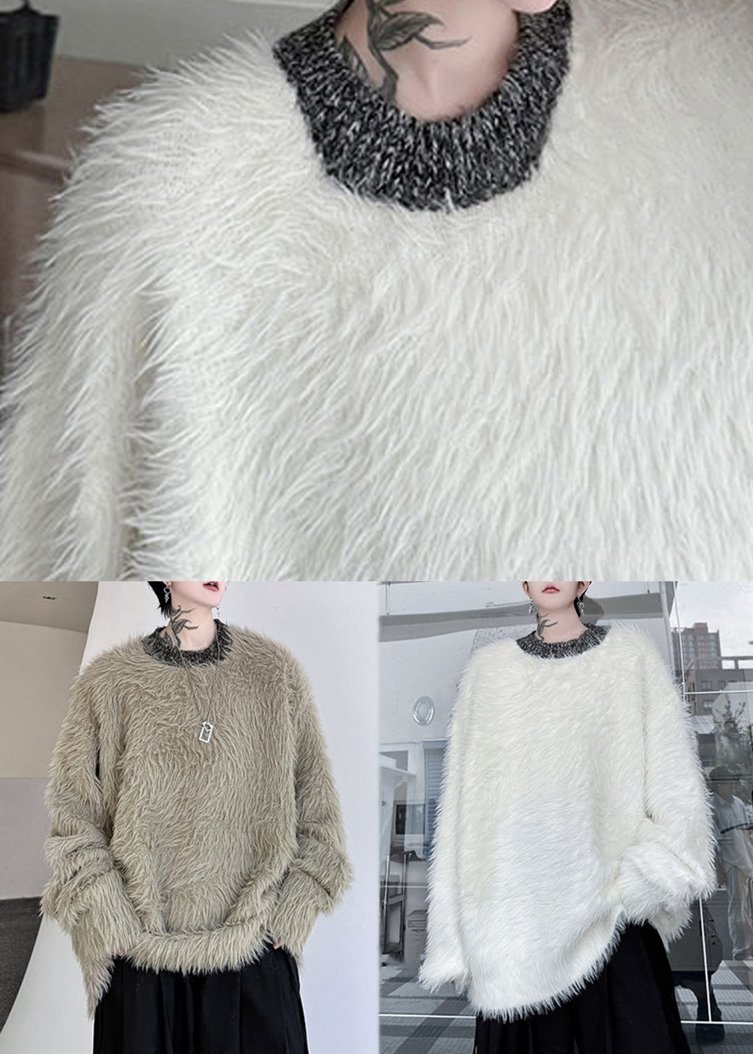 Einfache Khaki O Neck Solid Nerz Samt Männer Pullover Winter RC021