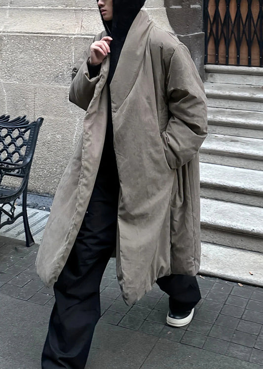 Einfache Khaki Taschen Solide Entendaunen Männer Daunenmantel Winter RJ020