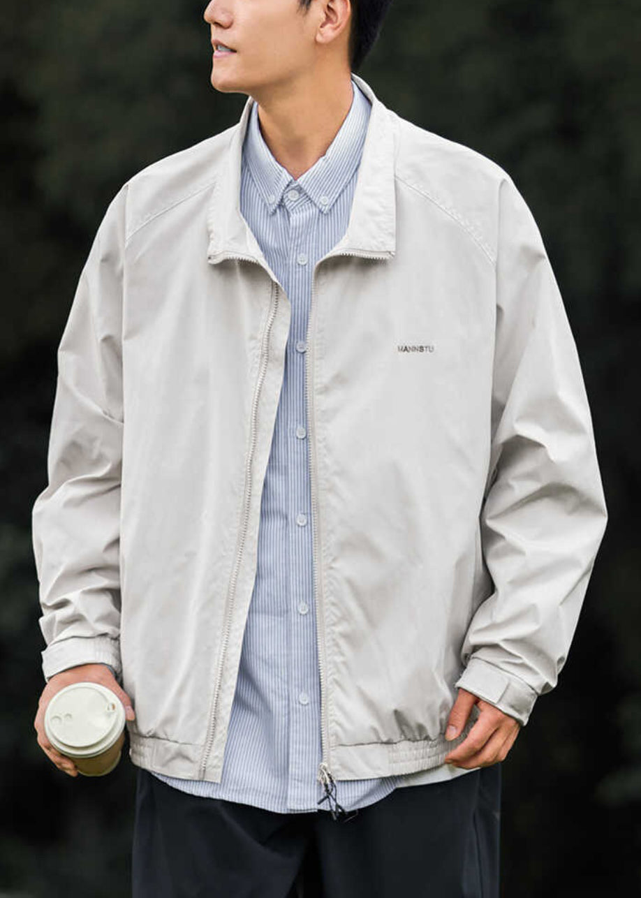 Baumwollmantel Peter Light Pan Einfacher Reißverschluss Herren Grauer Kragen