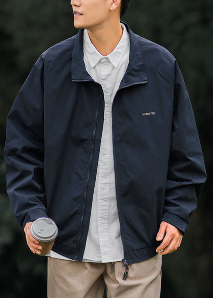 Baumwollmantel Peter Light Pan Einfacher Reißverschluss Herren Grauer Kragen