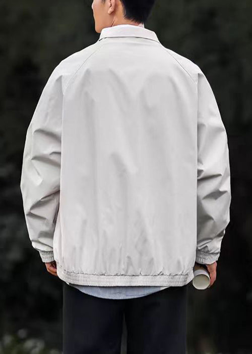 Baumwollmantel Peter Light Pan Einfacher Reißverschluss Herren Grauer Kragen