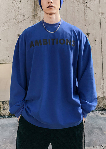 O-Ausschnitt Hemd Brief Frühling Baumwolle T Herren Solide Einfach Rot