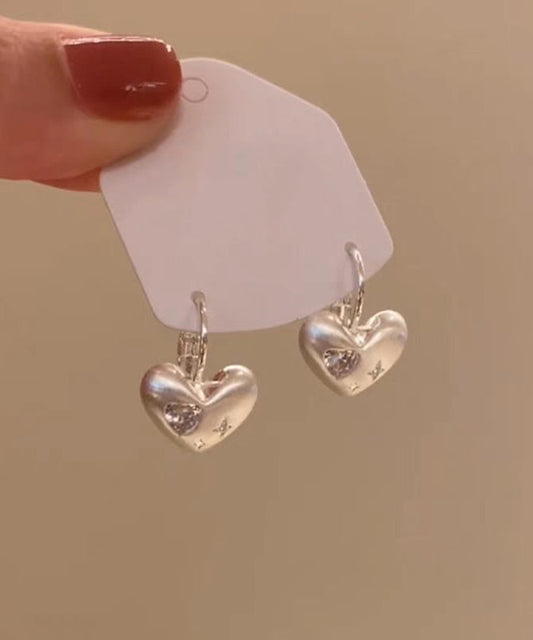 Drop Zircon Earrings Silk Simple Love Copper Alloy