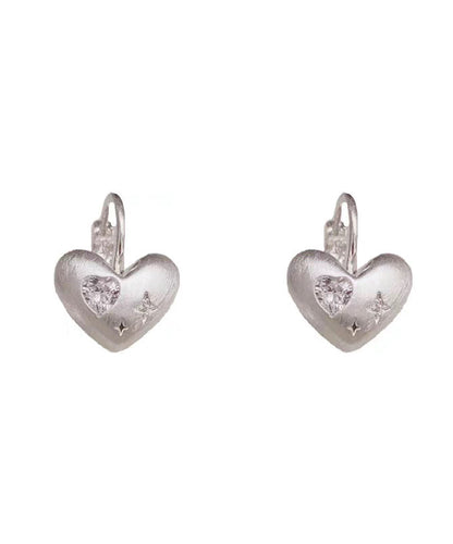 Drop Zircon Earrings Silk Simple Love Copper Alloy