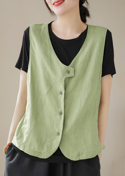 Neck Sleeveless Cotton Blue Sky Simple V Waistcoat Button