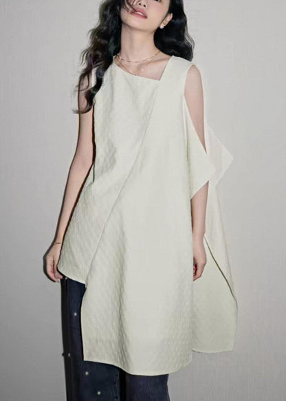 Hemden Patchwork Weiß Einfach Asymmetrisch Sommer