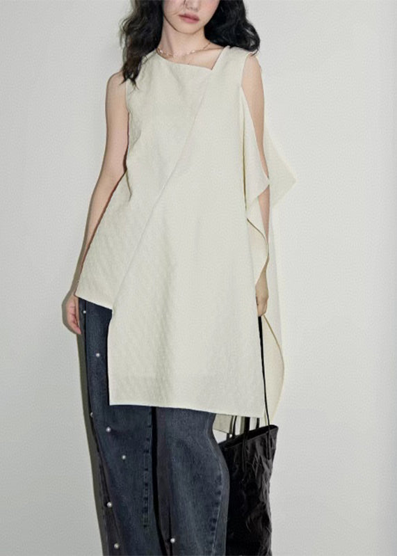 Hemden Patchwork Weiß Einfach Asymmetrisch Sommer