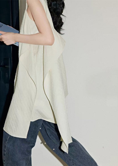 Hemden Patchwork Weiß Einfach Asymmetrisch Sommer