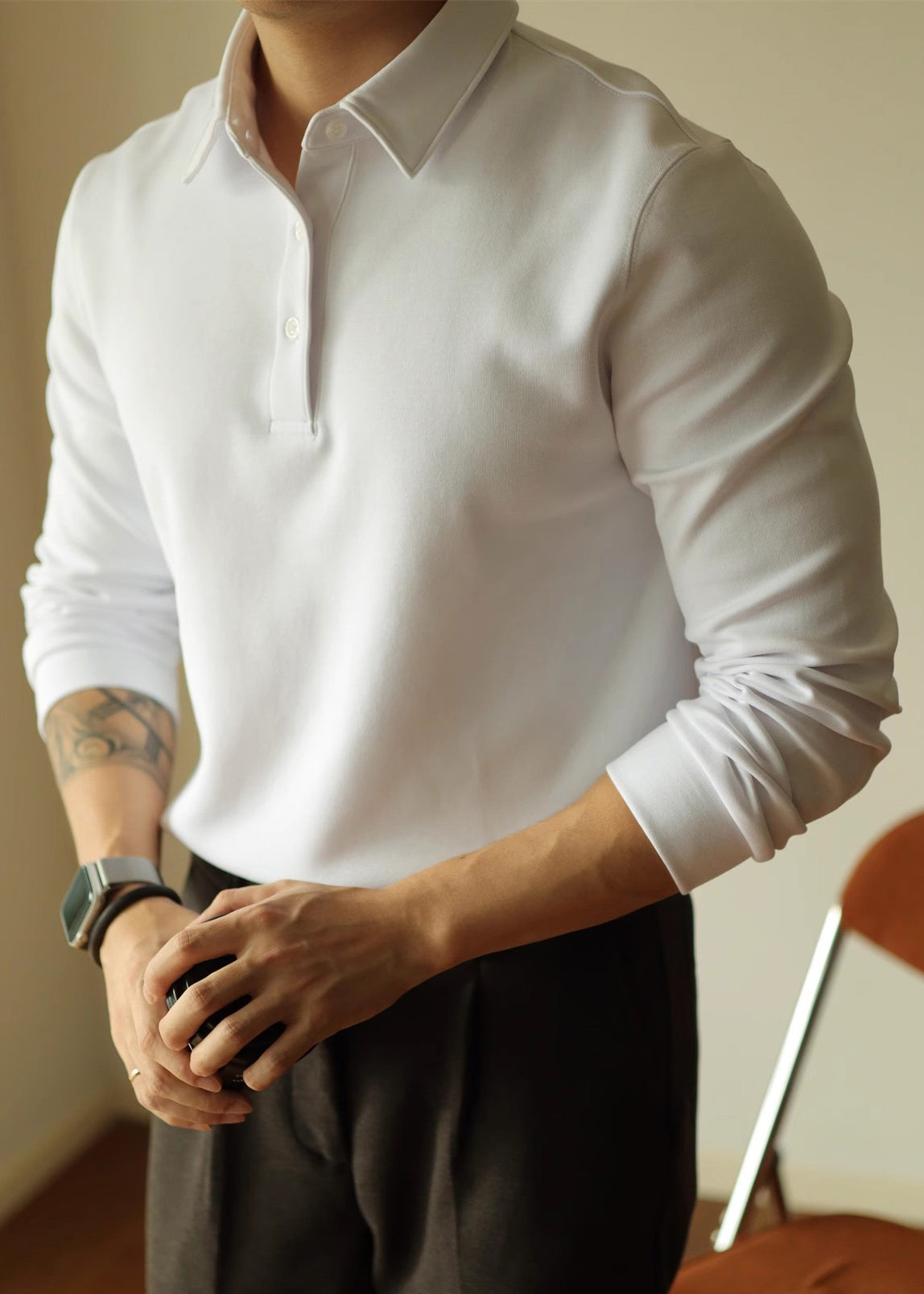 Frühling Polo Baumwolle Shirts Taste T TC026 Einfache Weiß Solide Männer