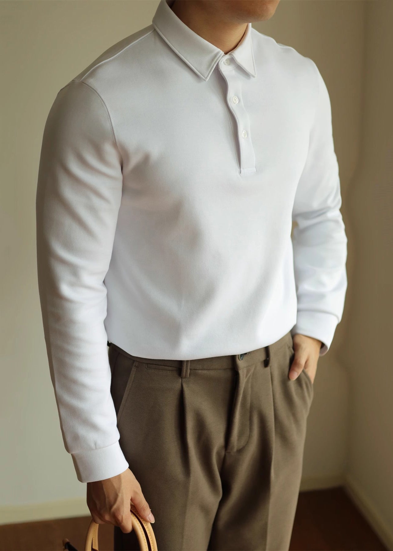 Frühling Polo Baumwolle Shirts Taste T TC026 Einfache Weiß Solide Männer