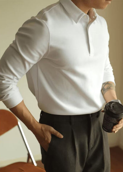 Frühling Polo Baumwolle Shirts Taste T TC026 Einfache Weiß Solide Männer