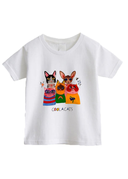 T-shirts blancs simples à col rond et manches courtes pour enfants SS1002