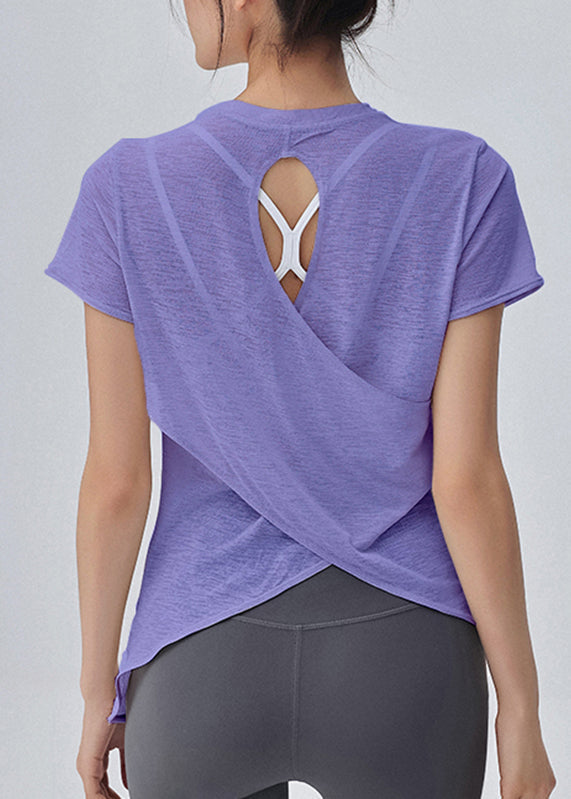 Yoga Out Sleeve Hollow White Short Top Simple