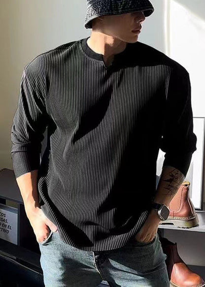 Chemise de printemps en coton à col en V pour homme, couleur unie, simple, blanche