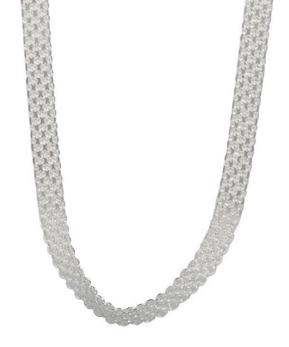 Collier simple tissé à la main en argent sterling blanc PO004