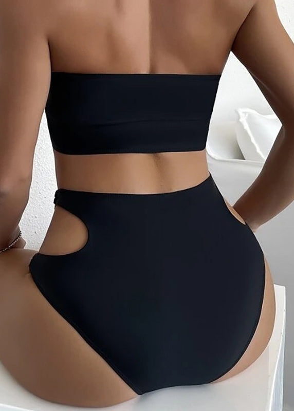 Set Fit Black Hollow Out Slim Lingerie