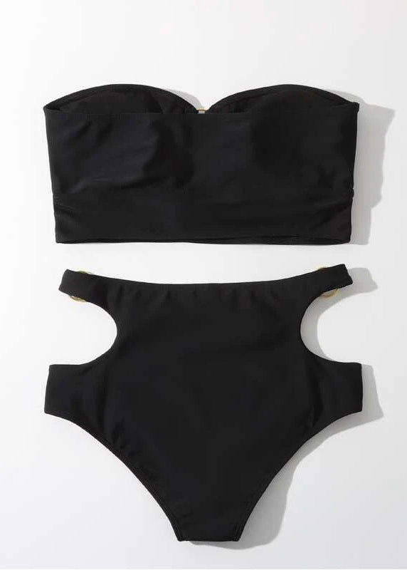 Set Fit Black Hollow Out Slim Lingerie