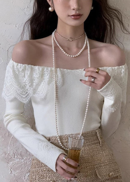 Patchwork Black Fall Cotton Fit Lace Slim Shirt T