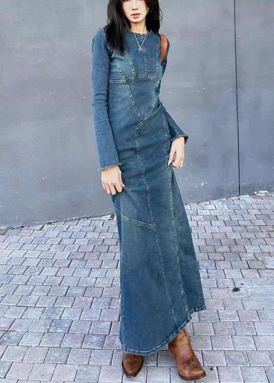 Original Back Slim Side Open Blau Kleider Design Long Fit Denim