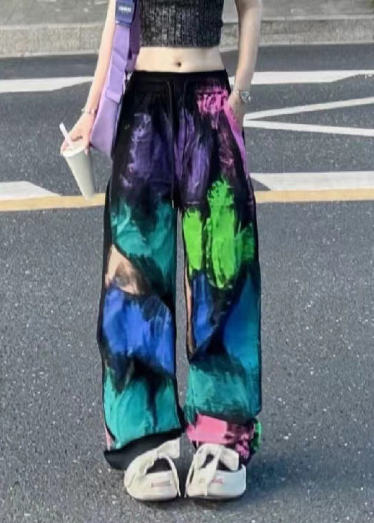 Streetwear Tie Dye Elastic Waist Wide Leg Pants Summer BV067