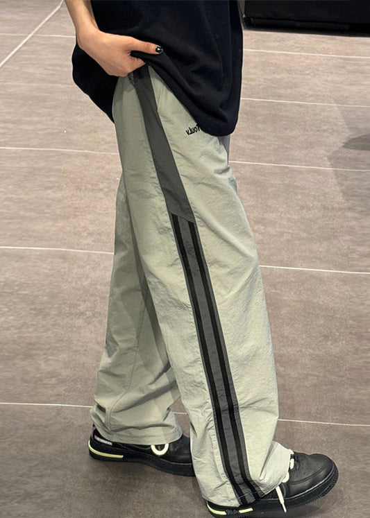 Pantalon en coton à rayures fines et élastiques, patchwork vert, pour homme