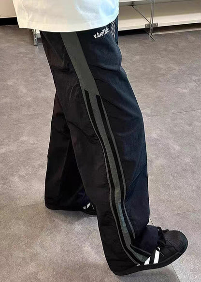 Baumwolle Taille Gestreiften Dünne Elastische Hosen Patchwork Grün Herren