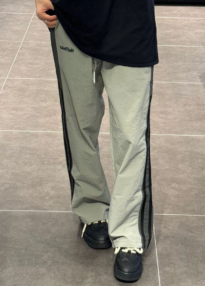 Baumwolle Taille Gestreiften Dünne Elastische Hosen Patchwork Grün Herren