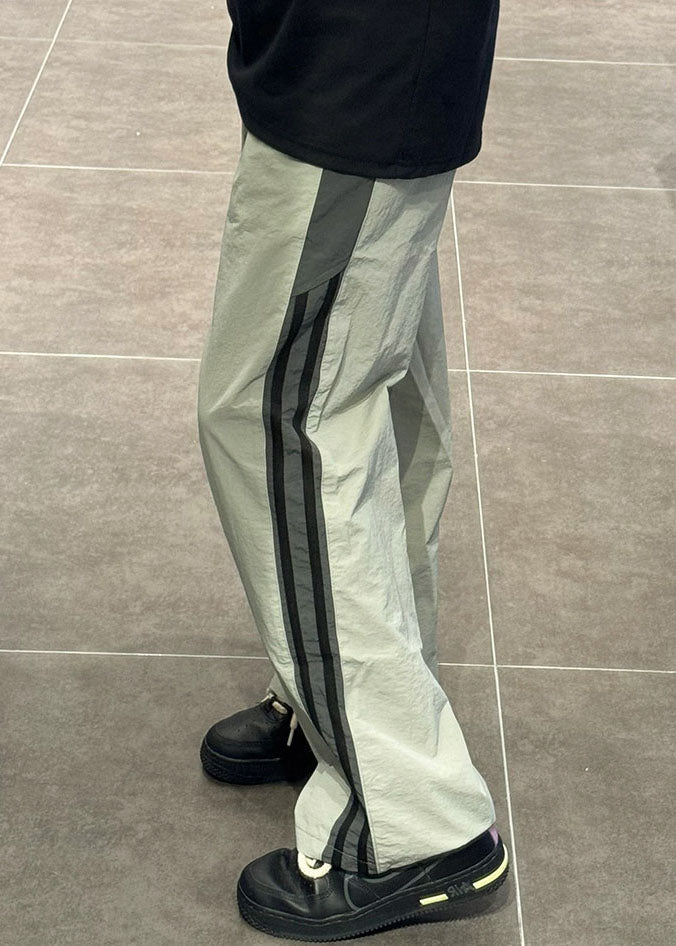 Baumwolle Taille Gestreiften Dünne Elastische Hosen Patchwork Grün Herren