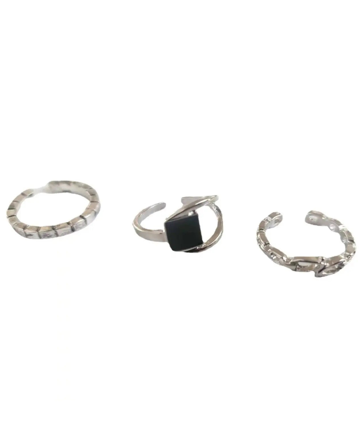 Set Style Alloy Three-Piece Rings Out Agate Hollow