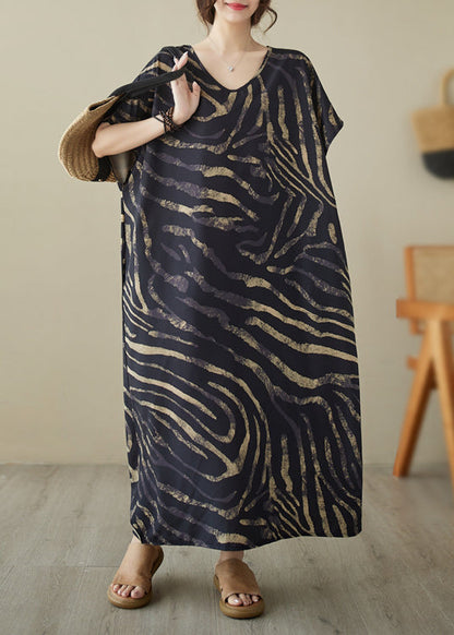 Robe noire oversize en coton tie dye style été YY021