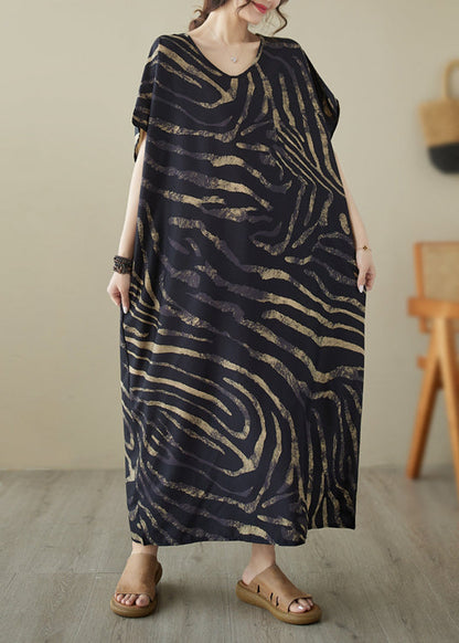 Robe noire oversize en coton tie dye style été YY021