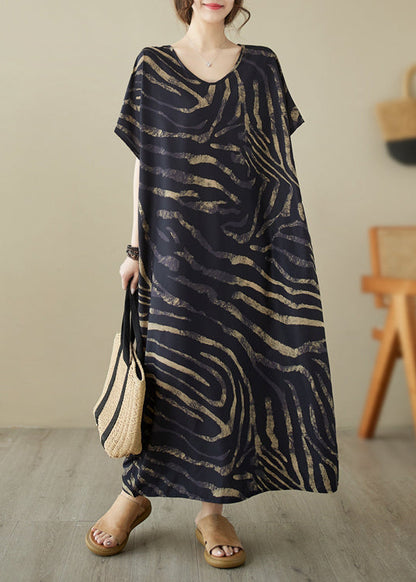 Robe noire oversize en coton tie dye style été YY021