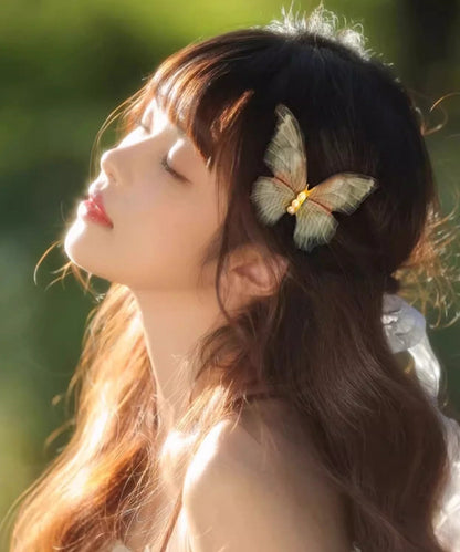 Épingle à cheveux papillon en tulle et perles surdorées en argent sterling bleu style PO050