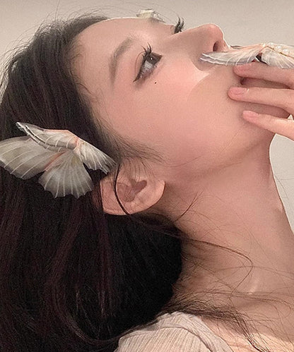 Épingle à cheveux papillon en tulle et perles surdorées en argent sterling bleu style PO050