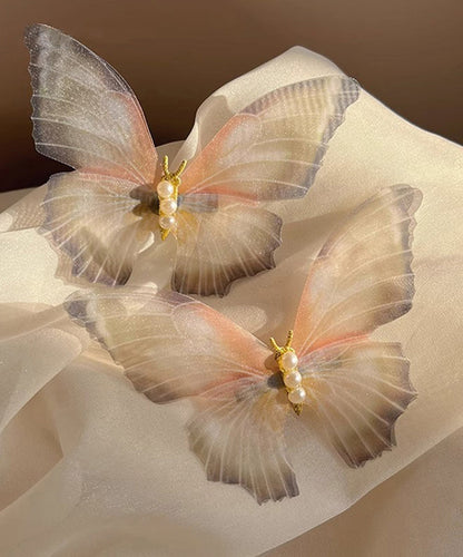 Épingle à cheveux papillon en tulle et perles surdorées en argent sterling bleu style PO050