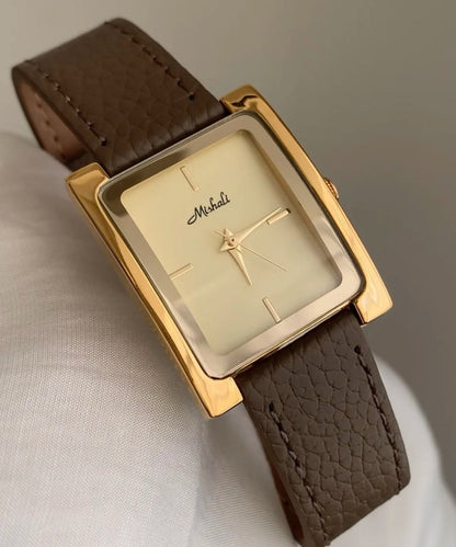 Leder-Stil Uhren Uhrwerk Quarz Gold Legierung