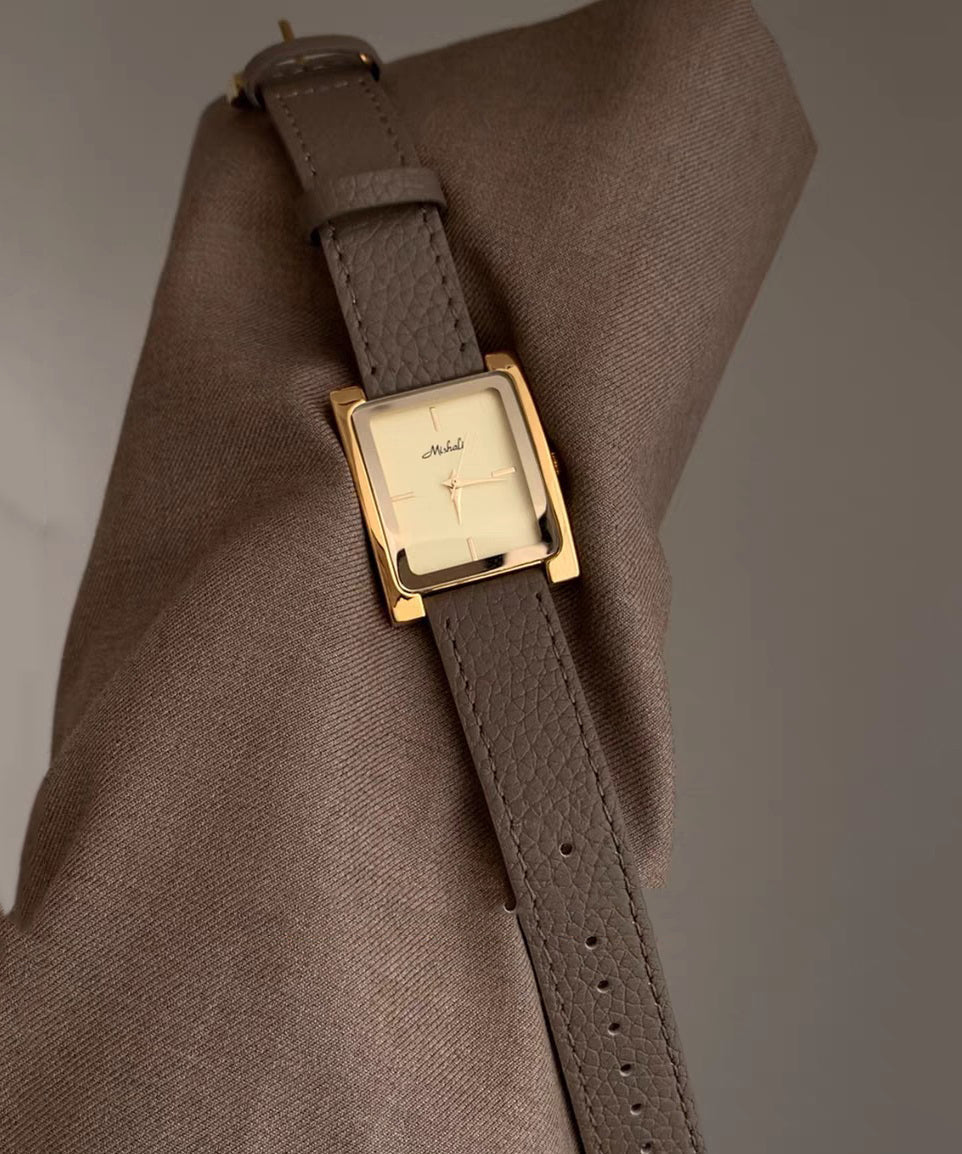 Leder-Stil Uhren Uhrwerk Quarz Gold Legierung