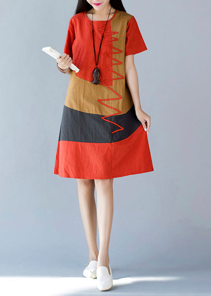 Ein Kleiderstil Orange Summer Line Cotton Print