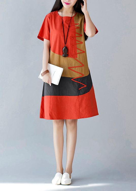 Ein Kleiderstil Orange Summer Line Cotton Print