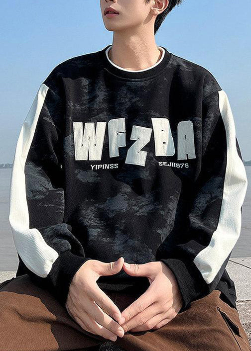 Sweat-shirt rose à col rond en coton tie-dye pour homme, style streetwear, automne EQ002