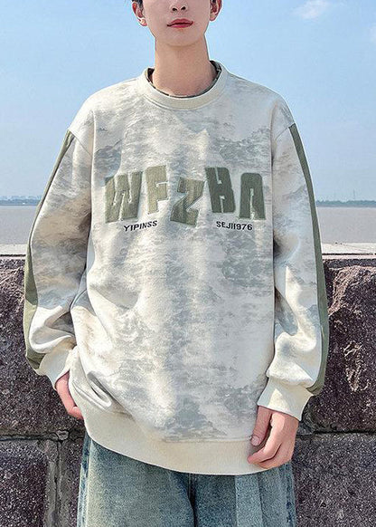 Sweat-shirt rose à col rond en coton tie-dye pour homme, style streetwear, automne EQ002